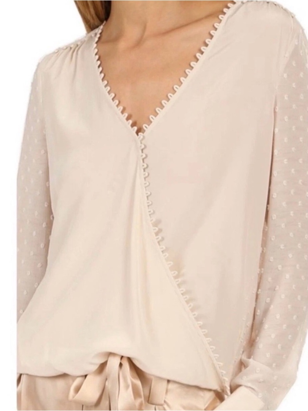L’Agence Perry Blouse Ivory Silk Blend Women’s XS/T Feminine Retail- $400